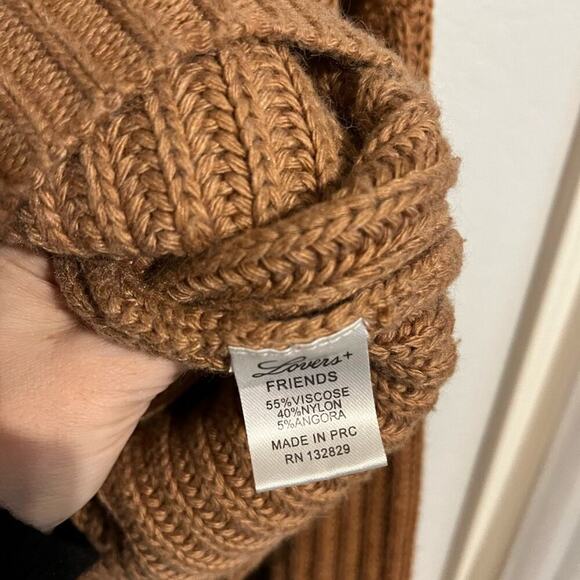 Lovers & Friends Turtleneck Rib Knit Crop Sweater Angora Blend Tan Small - Picture 5 of 6